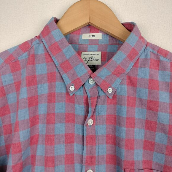J Crew Shirts Mens XL Lot of 2 Red Check Plaid Slim Fit Long Sleeve Button Down - Picture 13 of 16